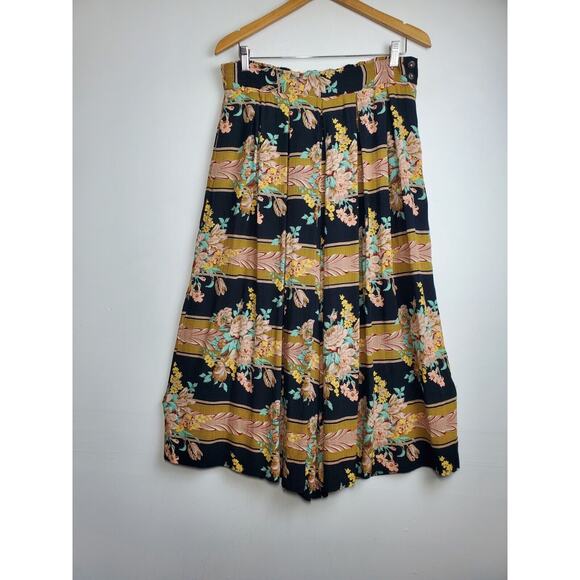 Vintage 90s Ms Interpret Womens Pants Wide Leg Crop High Rise Floral Pleated 12 - Picture 11 of 11
